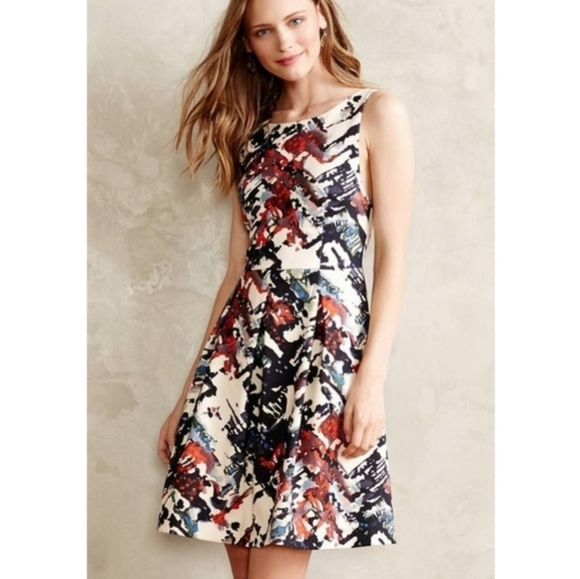 Maeve Dresses & Skirts - Anthropologie Maeve abstract print fit and flare dress size small